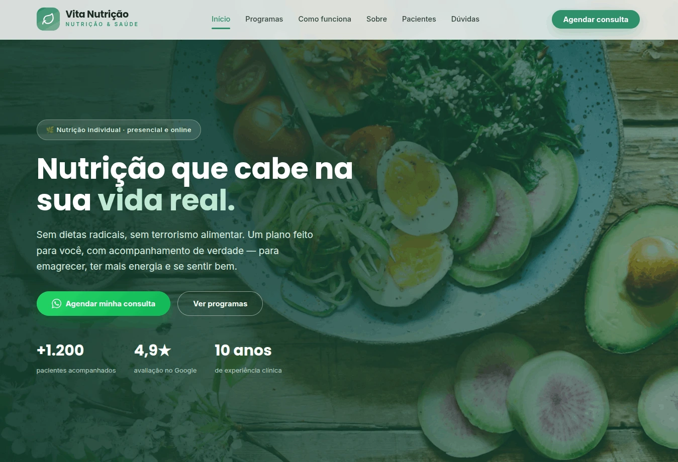 Modelo de site para nutricionista