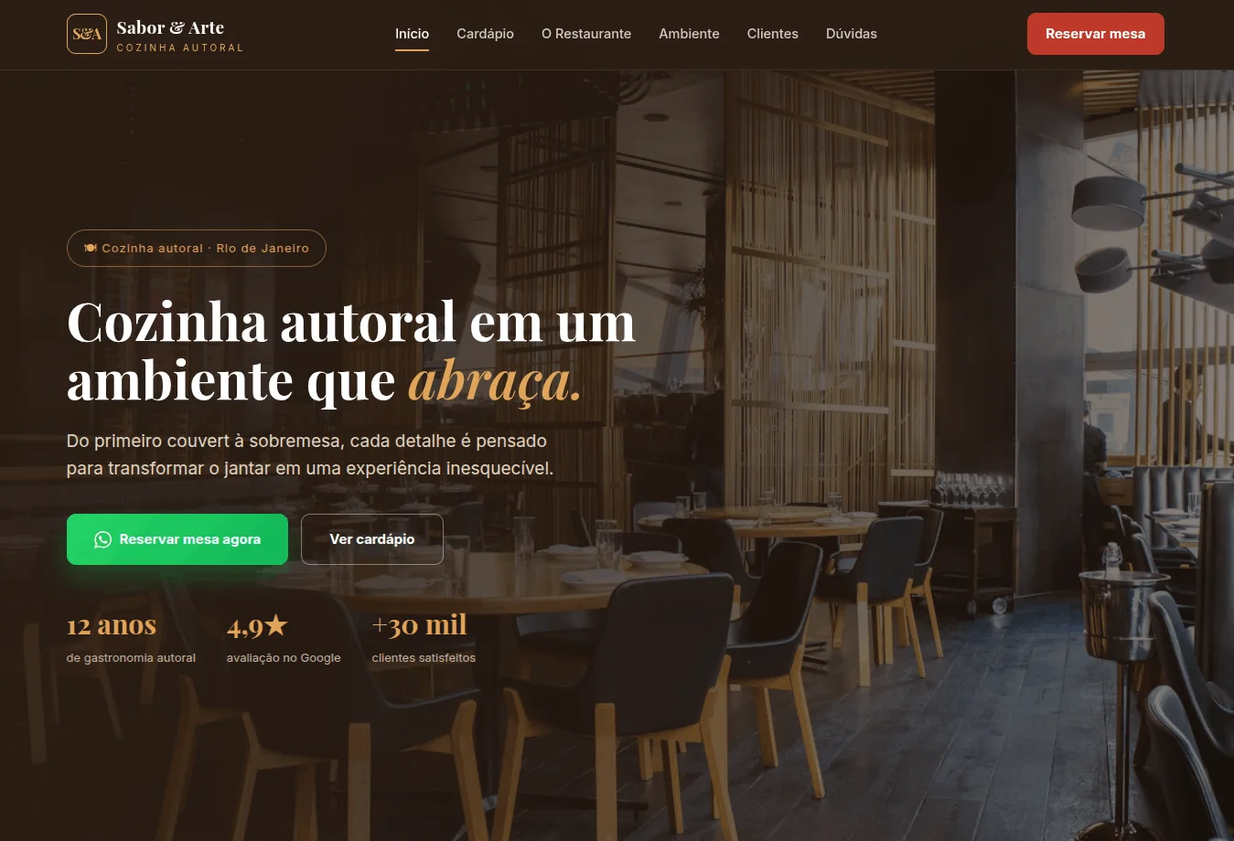 Modelo de site para restaurante