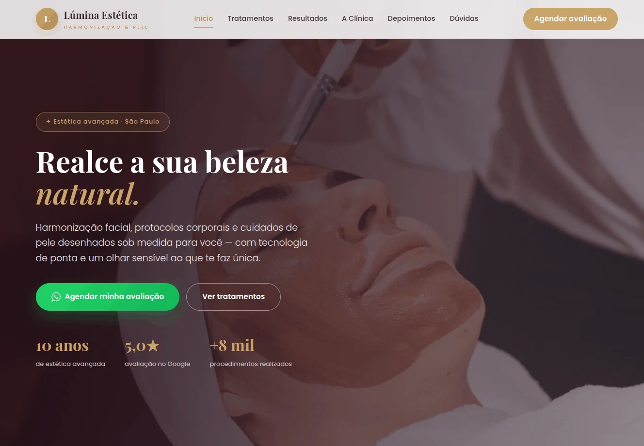 Modelo de site para clínica de estética
